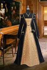 Ladies Medieval Tudor Ann Boleyn Costume And Headdress Size 12 - 14